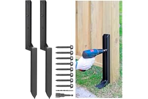Epcee Heavy Duty Steel Repair Stakes, Anchor Ground Spike, for Repair Tilted/Broken Wood Fence Post (2 Pack/Black）