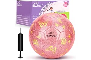 OKWUYiK Soccer Ball Size 3 Purple Pink Glitter Butterfly Football for Kids Sparkle Gift for Boys Girls Toddlers Aged 3-8 Easter Birthday Present for Youth Kids Indoor Outdoor Practice