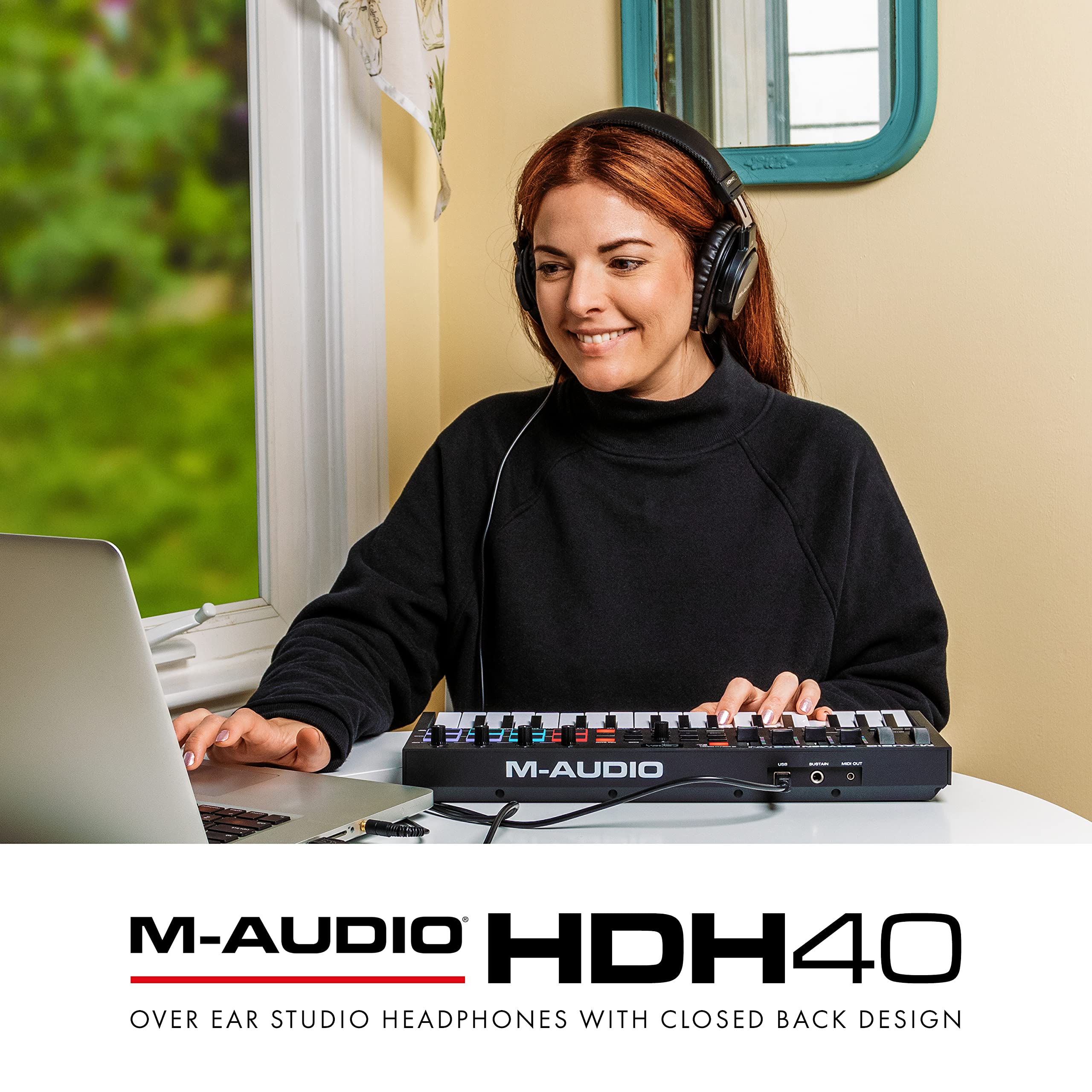M-Audio HDH40 – Over Ear Studio Headphones with Closed Back Design, Flexible Headband and 2.7m Cable for Studio Monitoring, Podcasting and Recording - Black
