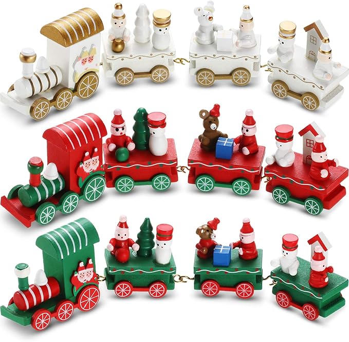 wooden christmas train set