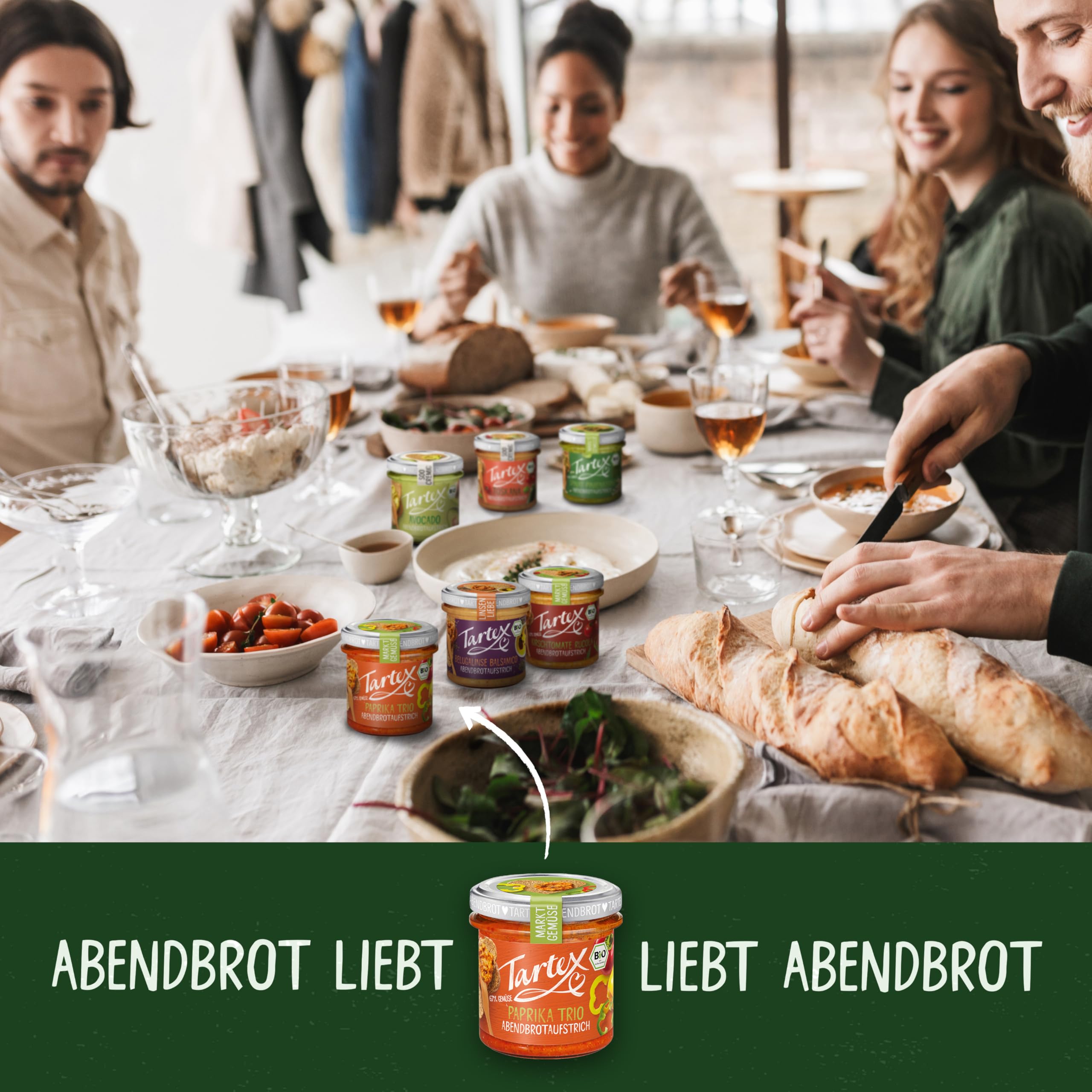 Tartex Bio Brotaufstriche Herzhaft | Veganer Aufstrich | Kennenlernbox Lieblinge | 6 Gläser im Vorteilspack | lecker auf Brot oder als Dip | 825g 6