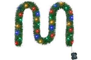 WEMADE 15.4ft Pre-Lit Christmas Garland with Lights – 50 LED Lighted Garlands for Christmas Decorations Indoor Outdoor, Battery Operated 8 Modes Memory Timer for Mantel Stair Banister Doorframe Décor
