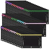 Leinuosen 64 Pcs Pencil Pouches Bulk 3 Ring Binder Pencil Case with Clear Window and Zipper Binder Pen Bag Stationery Pouch for Office School Classroom Supplies(Black Colorful)