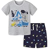 Funnymore Toddler Boy Cotton Summer Short Sleeve T-Shirt and Short Set