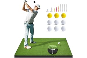 OYN Golf Hitting Mat, 5x4ft Artificial Golf Turf Practice Mat for Outdoor & Indoor Training, Thicken Golf Hitting Training Matt with 9 Balls 9 Tee for Backyard