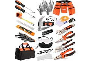 INCLY 95 PCS Real Tool Set, Small Real Hand Tools Kit, Construction Learning Tools Hammer Screwdriver for Home DIY Building and Woodworking,Come with Tool Belt & Bag