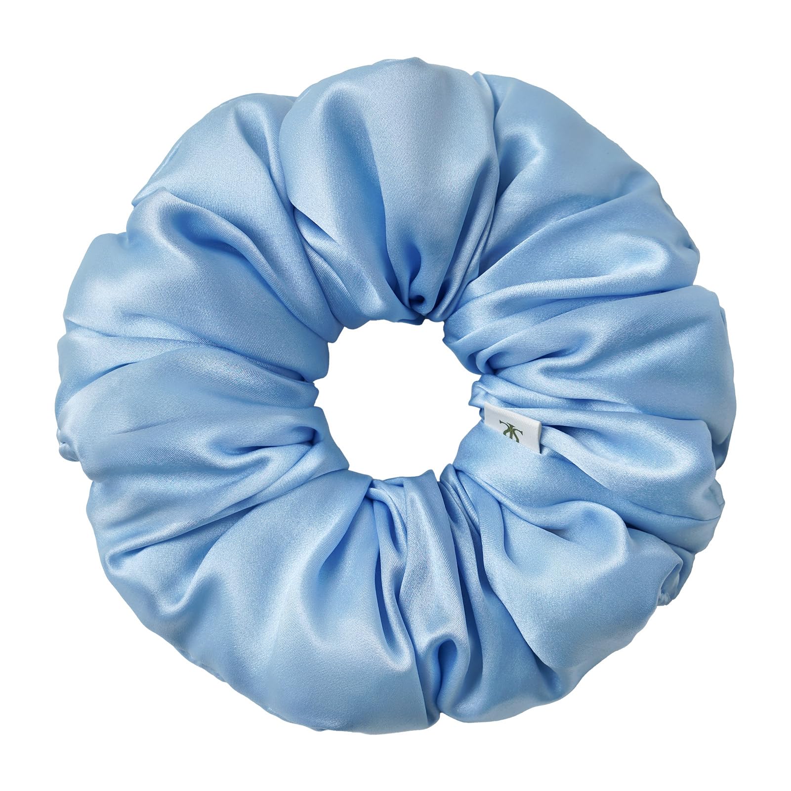 LILYSILK Women's 100% Mulberry Silk Big Hair Scrunchies Ladies Pure Silk Filled Giant XL Ponytail Holder Oversized Elastic Hair Tie Band Large Jumbo Hair Bobble for Breakage Prevention(Ice Blue)