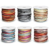 Rainbow Colored Wax Rope for Bracelet Making, Waxed Thread Bracelet Cord, Waxed Polyester Cord Bracelet Rope for Jewelry Making, DIY Bracelets, Necklace Making and Macrame(6 pcs)