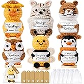6PCS Positive Crochet Animals Thank You Gifts for Women, Employee Appreciation Gifts Emotional Support Crochet Buddies w/Card, Unique Valentines Day Birthday Gift for Women Coworker Teacher Nurse Boss