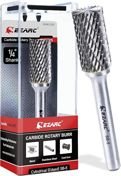 EZARC SB-5 Tungsten Carbide Burr 1/4 In Shank Cylinder End Cut Double Cut