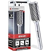 EZARC Tungsten Carbide Rotary Burr Bit, SF-5 Double Cut Carbide Burr 1/4" Shank Die Grinder Cutting Burrs Bit for Metal Worki