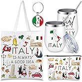 Paterr 4 Pcs City Souvenirs Gifts Texas Canvas Bag California Makeup Bag Italy 12oz Stainless Steel Tumbler with Lid Florida Keychain Ny Travel Lover Gifts Souvenirs for Women(Italy)
