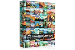 PICKFORU National Parks Puzzle for Adults 1000 Pieces, Travel Poster Landscape Puzzle Including Zion Yellowstone Yosemite, Nature Jigsaw Puzzles Scenery Mountain Scene