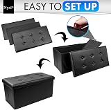 Nyxi Faux Leather 76x38x38cm Foldable Storage Ottoman Seat Black view 6