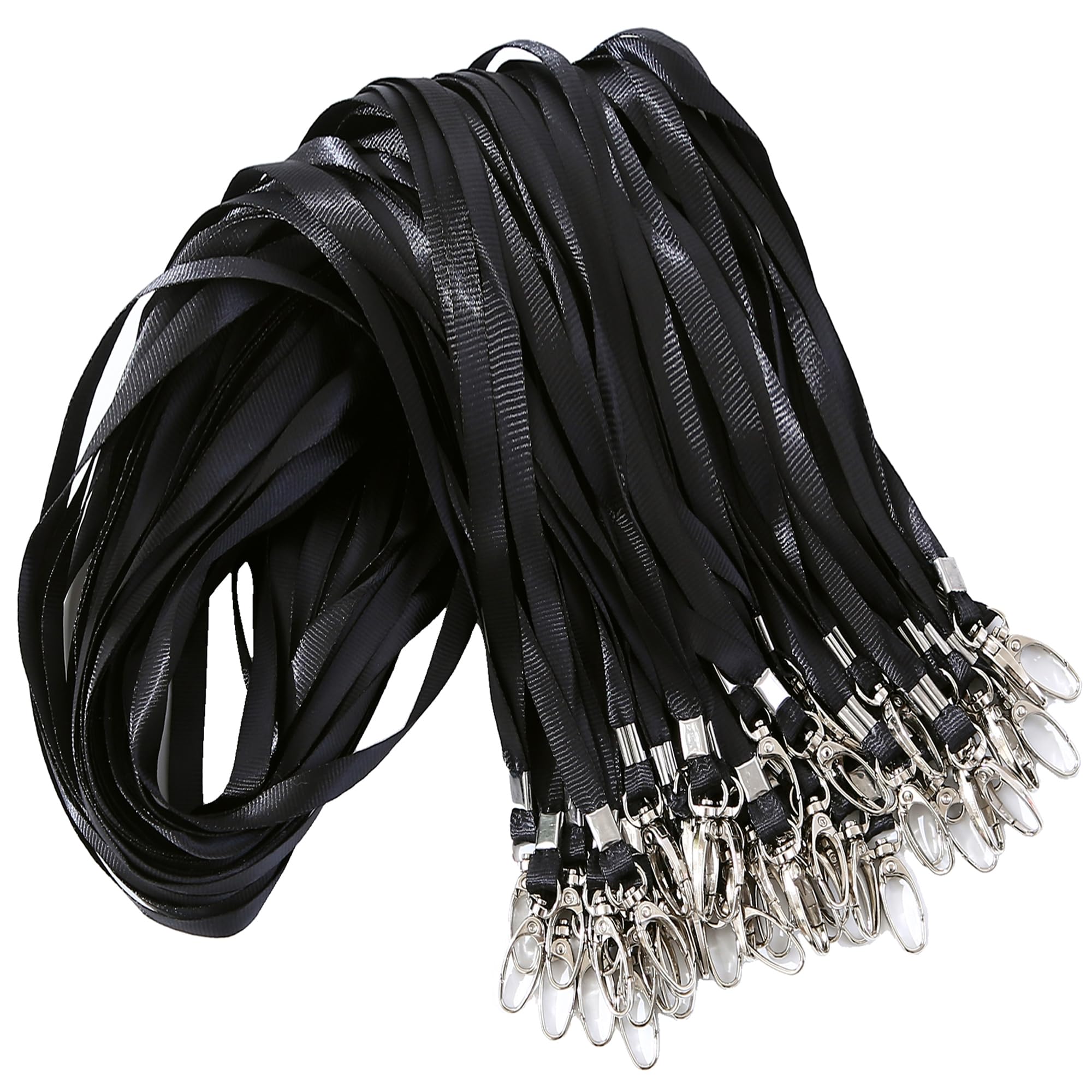 ROSSHINE 25pcs Black Lanyards for Neck, Nylon Neck Strap Lanyard for Keys ID Cards Name Tags Badge Holders with Swivel Hook Ideal for Staff Student Doctors Visitors