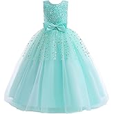 Glamulice Flower Girls Vintage Dress Long A Line Little/Big Girl Pageant Prom Dresses Bridesmaid Party Ball Gown