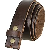 100% One-Piece Full Grain Leather Belt Straps with No Slot Hole/Slot Hole/Heavy-Duty, Multi Options 1-1/2" (38mm) Wide
