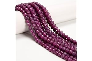 JM Design Natural Ruby Faceted Round Beads Size 3mm 15.5'' Strand for Jewelry Making