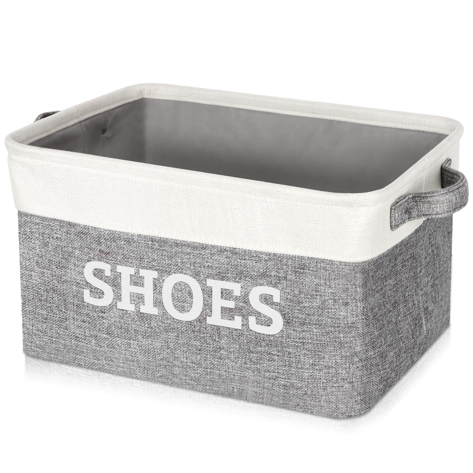 Photo 1 of Lukeline Fabric Shoe Basket for Entryway, Hallway or Mudroom - Flodable Space-Saving Storage Bin for Closet, Decorative Home Decor (Large)