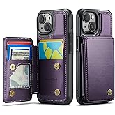 Vinich for iPhone 15 Plus Wallet Case with Card Holder, RFID Blocking Credit Slots Kickstand Shockproof Phone Cover Fit for iPhone 15 Plus 6.7" Purple