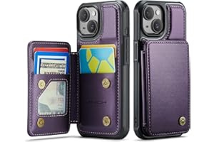 Vinich for iPhone 14 Wallet Case with Card Holder, RFID Blocking Credit Slots Kickstand Shockproof Phone Cover for Women Men, Purple
