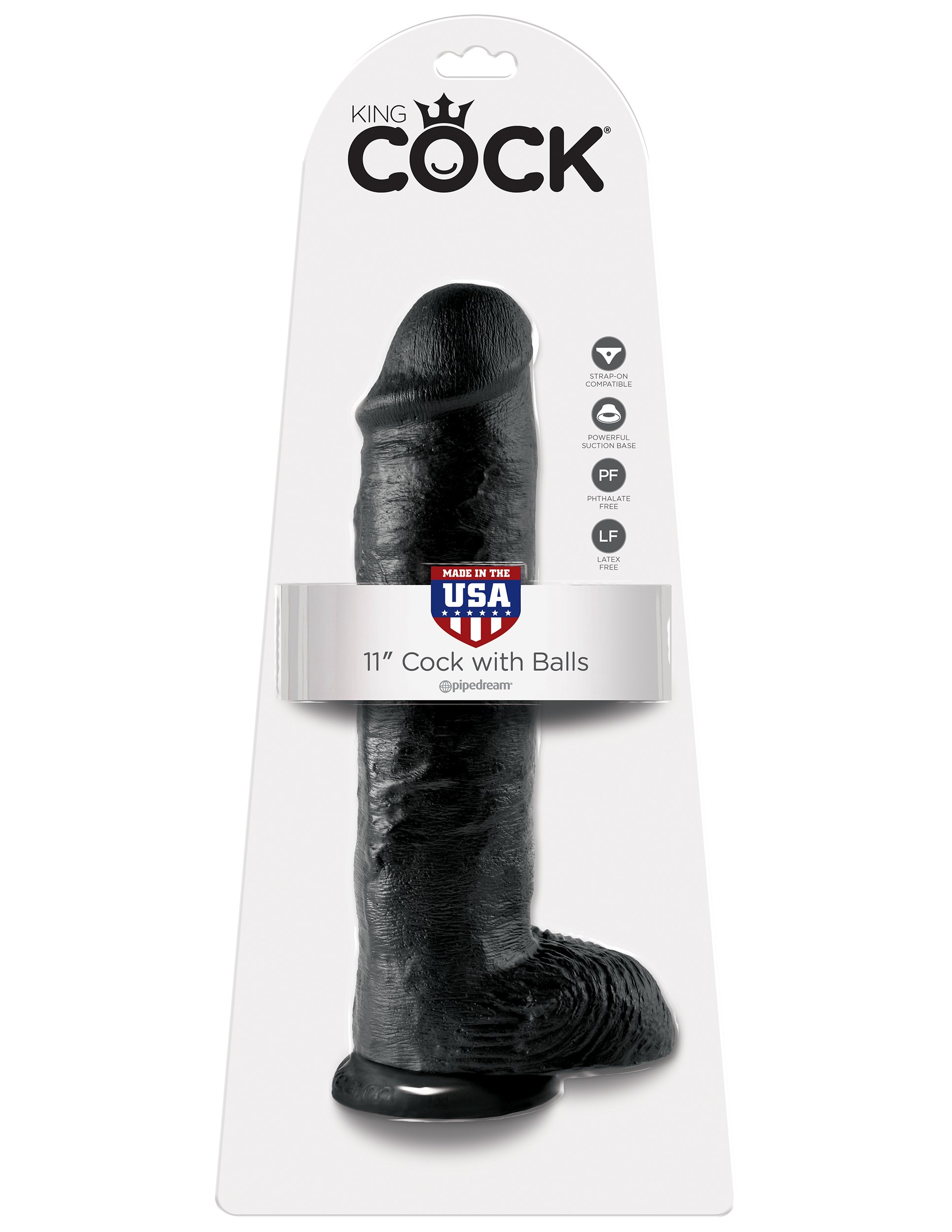 King Cock with Balls Black 11in