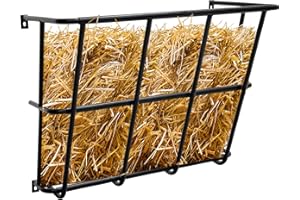 TMEE Hay Feeder Goat Hay Rack Horse Sheep Wall Mount Feeder Heavy Duty Galvanized Steel Hay Basket for Cattle Cows Livestock in Farm