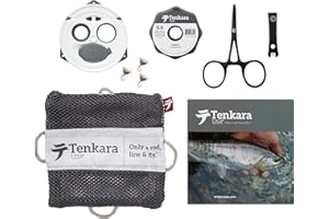 Complete Fly Fishing Starter Kit by Tenkara USA® – Line Keeper, Tapered Line, Tippet, 3 Flies, Forceps, Nippers & Instructional Guide – All-in-One Rod Kit in Mesh Bag