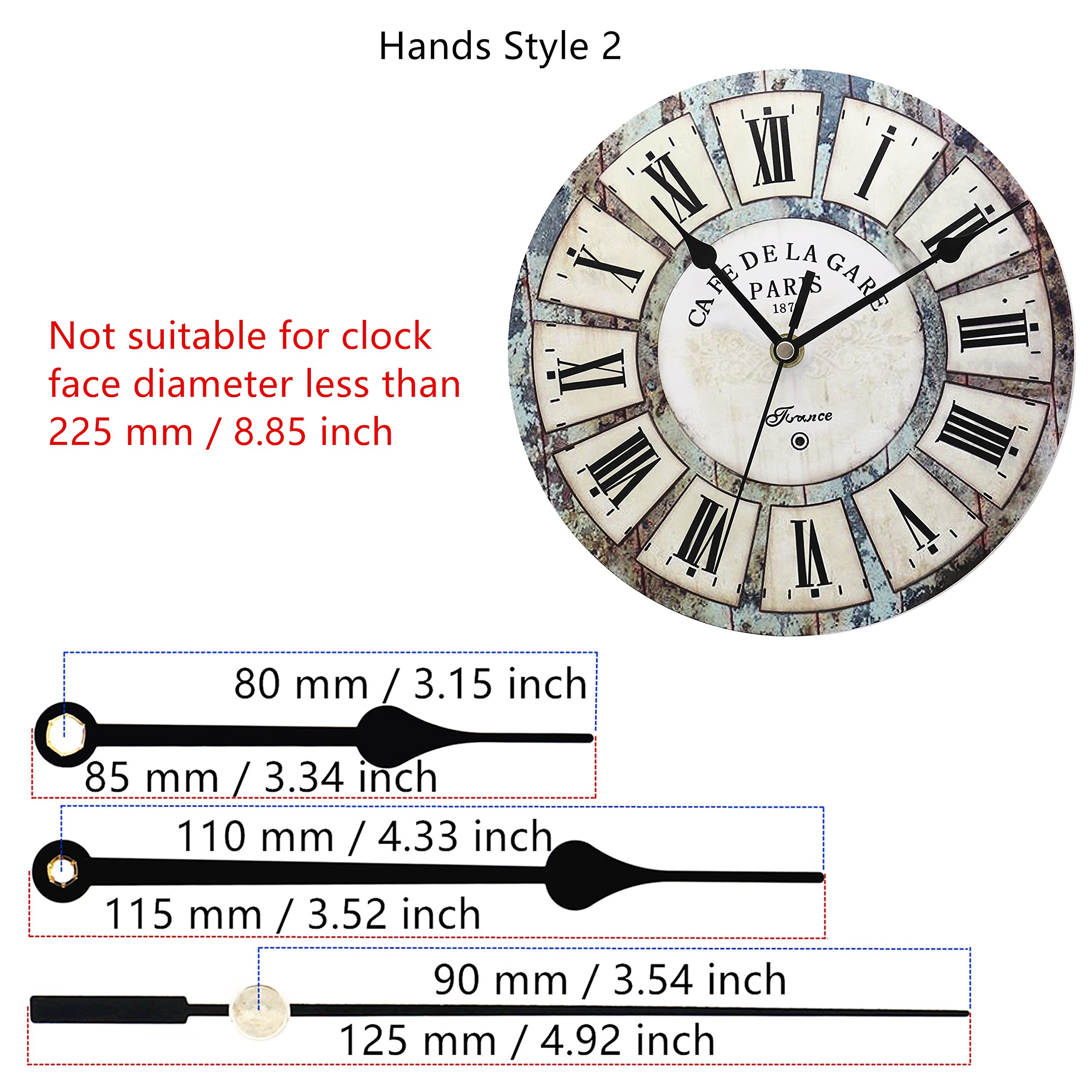 TIKROUND Youngtown 12888 Snap in Type 4.5mm Hour Shaft Length Continuous Sweep Non Threaded Quartz Clock Movement 8mm Total Shaft Length (A Hands).