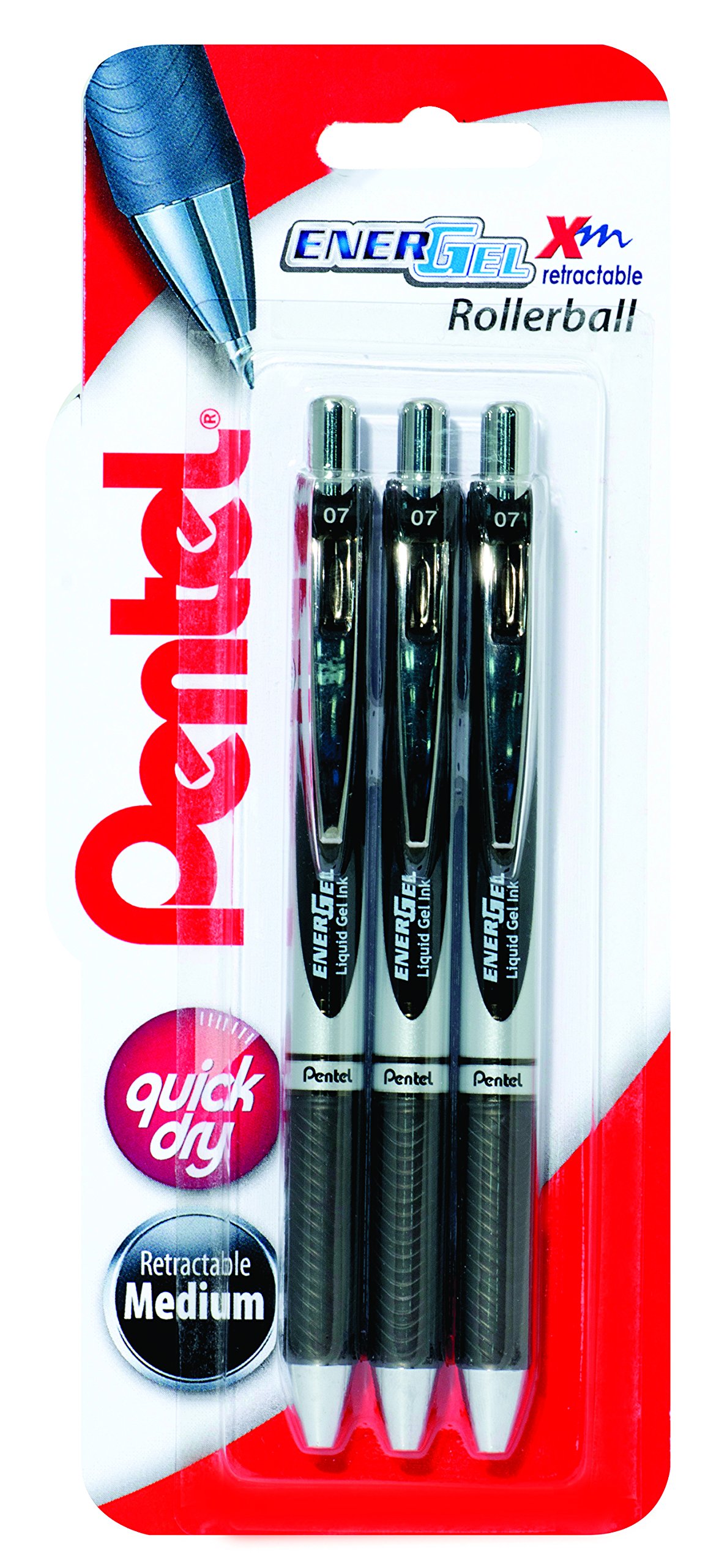 Pentel Energel Xm Retractable Triple Pack, Black — image 1