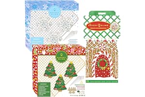 BAKERY BLING Christmas Cookie Decorating Kit + Gingerbread House Set of 3 - Christmas Tree, Snowflake and Mini House Cookie Decorating Kits with Pre-Baked Cookies, Royal Icing, and Christmas Cookie Decorations;