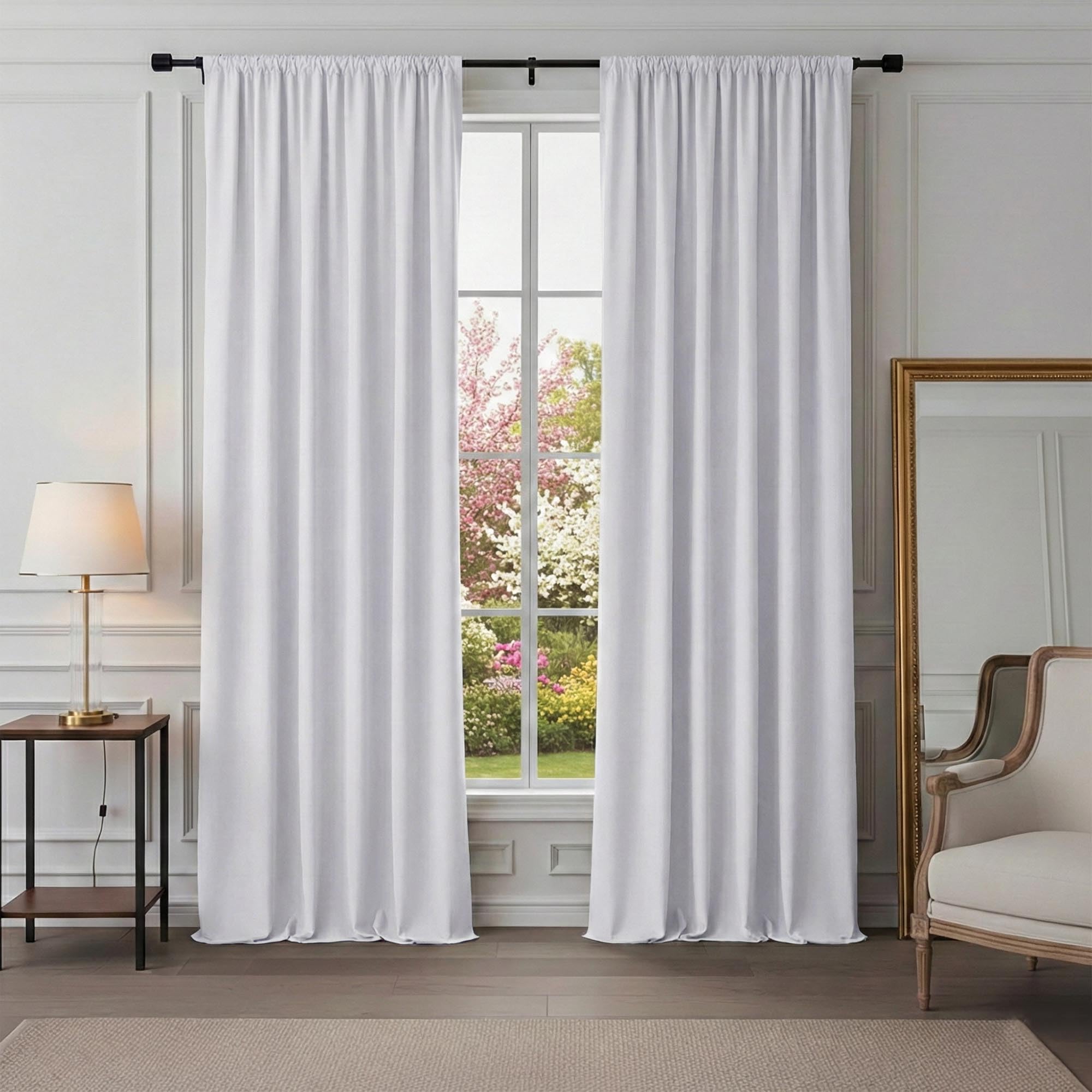 PONY DANCE Blackout Curtains for Bedroom 90 inches Long 2 Panels Set, Thermal Insulated Rod Pocket Black Out Window Drapes, Noise Reducing Window Treatment for Living Room(W52 x L90 inch, Pure White) Image