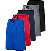 Real Essentials 5 Pack: Boys' Mesh Basketball Athletic Shorts with Pockets – Teen Kids Youth Quick Dry Soccer Running Gym