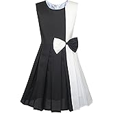 Sunny Fashion Girls Dress Color Block Contrast Bow Tie Everyday Party Size 4-14