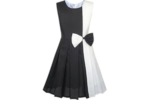 Sunny Fashion Girls Dress Color Block Contrast Bow Tie Everyday Party Size 4-14