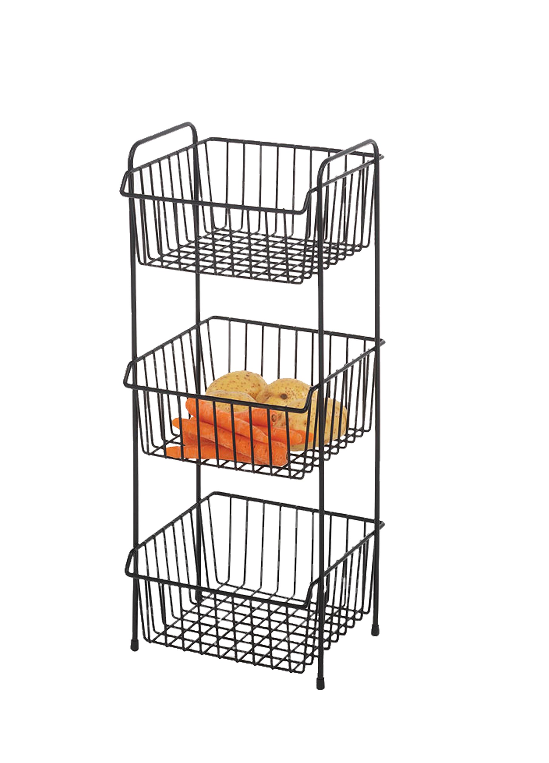 Delfinware 2017BK Black 3 Tier Vegetable Rack