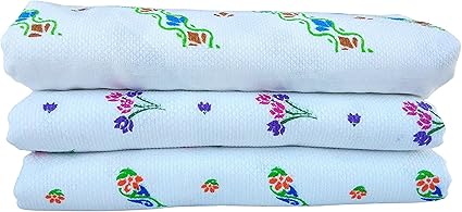 Fancyadda Khadi Cotton Bath Towels, Large, White - Set of 3