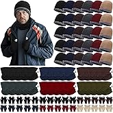 Breathffy 90 Pcs Homeless Supplies Bulk Winter Beanies Hat Fleece Scarf Touchscreen Gloves Set for Women Men Charity Donation