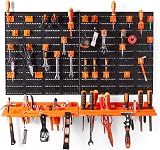 VonHaus Garage Tool Storage Pegboard with Shelf and 50 Hooks view 1