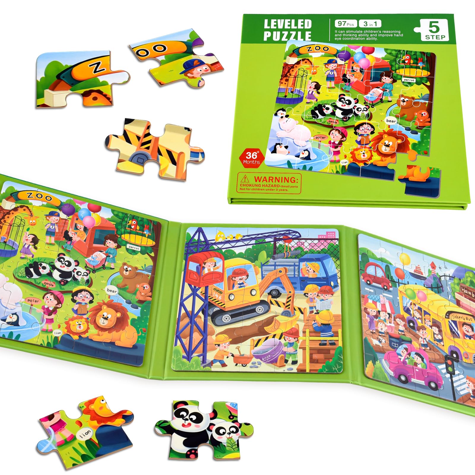 NEBURORA 97 Pieces Magnetic Puzzles for 2-5 Year Olds,Travel Games Travel Toys for Toddlers on Plane Car Ride, Jigsaw Games Plane Activities For Kids,Kids Birthday Gifts — image 1