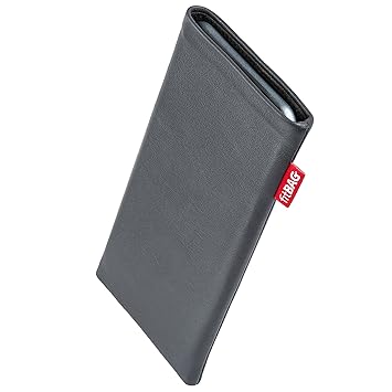 fitBAG Beat Grau Handytasche Tasche aus Echtleder Nappa mit Microfaserinnenfutter für LG G4 | Hülle mit Reinigungsfunktion | 