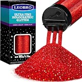 LEOBRO Holographic Glitter 180G Red Ultra Fine 1/128 Inch for Resin Nails Art view 1