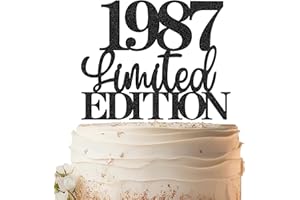 EONNCNT Limited EDITION 1987 Cake Topper - Black Glitter Happy 38th Birthday Party Cake Decoration Supplies, Cheer to 38 Years Cake Bunting Decor for 38th Birthday Party Photo Booth Props