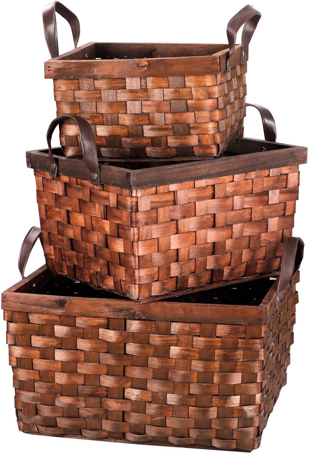 amazon storage baskets on Amazon Com Unik Always 3 X Wicker Rattan Woven Storage Bin Toy Chest Baskets For Shelves Laundry Hamper Home Kitchen