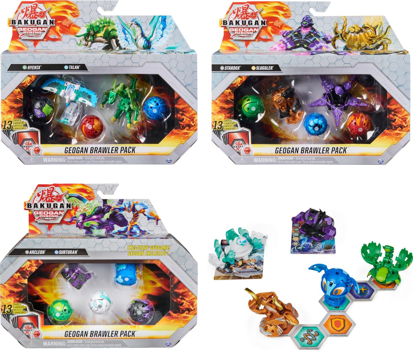 BAKUGAN Geogan Rising - Geogan Brawler Set - Season 3 Pack Geogan Balls with BakuCores and Cards - 6060272 - From the Cartoon - Children's Toy 6 Years and Above - Random Model