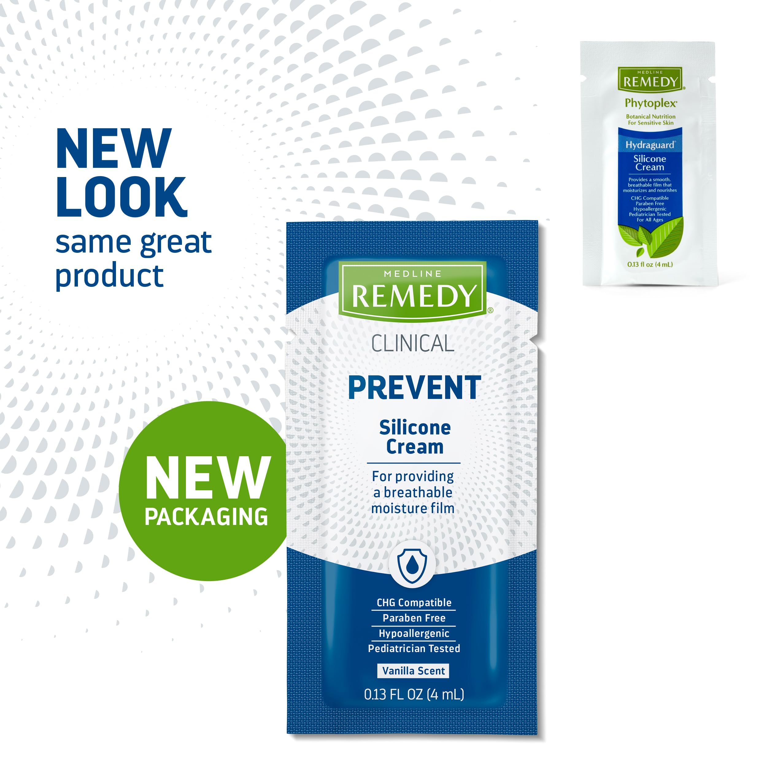 Medline Remedy Clinical Silicone Cream, 144 Packets (0.13 fl oz), Vanilla Scent, Breathable Film, Soothing, Moisturizing, Nourishing, Hydrating Skin Care, For Cracked, Chapped, Sensitive Skin