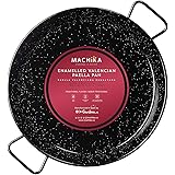 Machika Enameled Steel Skillet, Non Stick Paella Pan, Perfect for Camping and Outdoor Cooking, Rust Proof Coating 18 inch (46