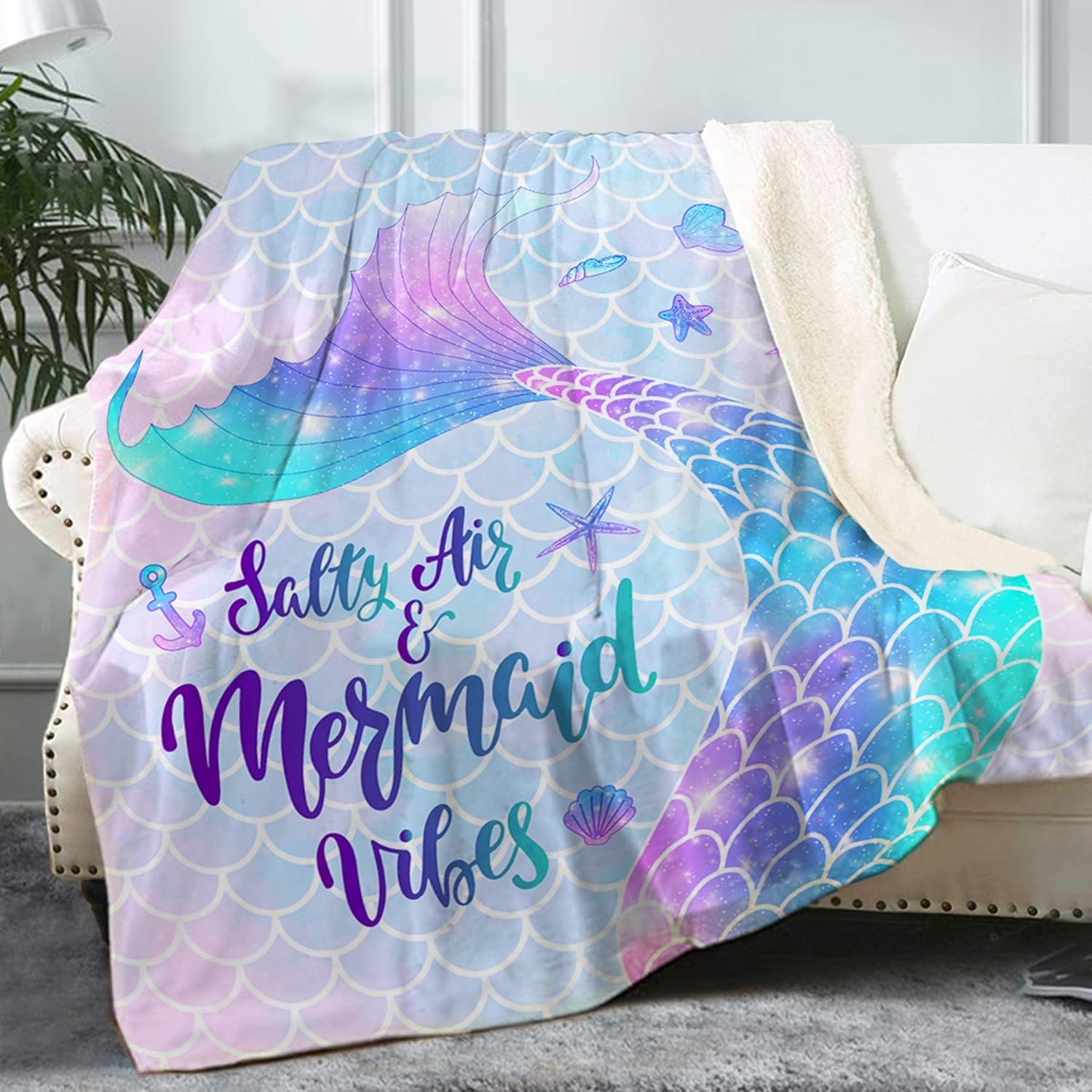 Mermaid Sherpa Throw Blanket
