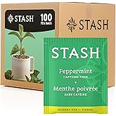 STASH Peppermint Herbal Tea, 100 Bags Bulk Pack, Caffeine Free | Cooling, brisk peppermint flavor with refreshing herbal notes, Non-GMO Project Verified and foil-sealed freshness