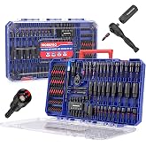 WORKPRO 98-Piece Magnetic Nut Driver Set, Impact Driver Bits, Metric &amp; SAE | Cr-V Nut Drivers with Bit Holder, Ratchet Handle, Universal Socket, Socket Adapter, Wing Nut Driver, Quick-Release Extension